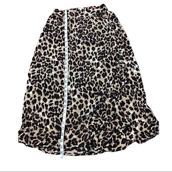 THML Leopard Print Asymmetrical Ruffle Midi Length Skirt - Picture 5 of 12
